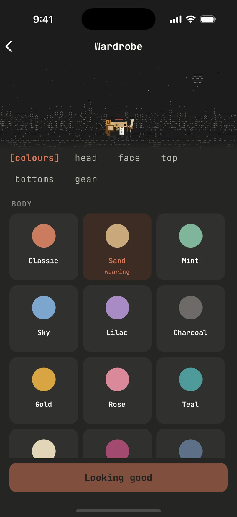 The wardrobe: colours and gear for your mascot